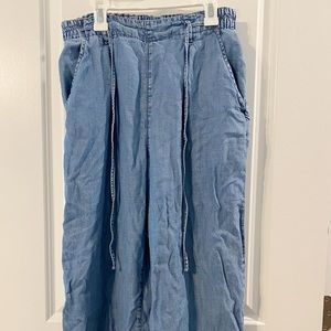 Fun Flowy Mock Denim Pants